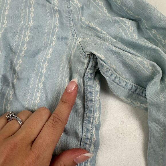 Paige TENNA Blue Striped Chambray Button Up Shirt 100% Tencel Lyocell L/S Sz XS - Picture 10 of 10